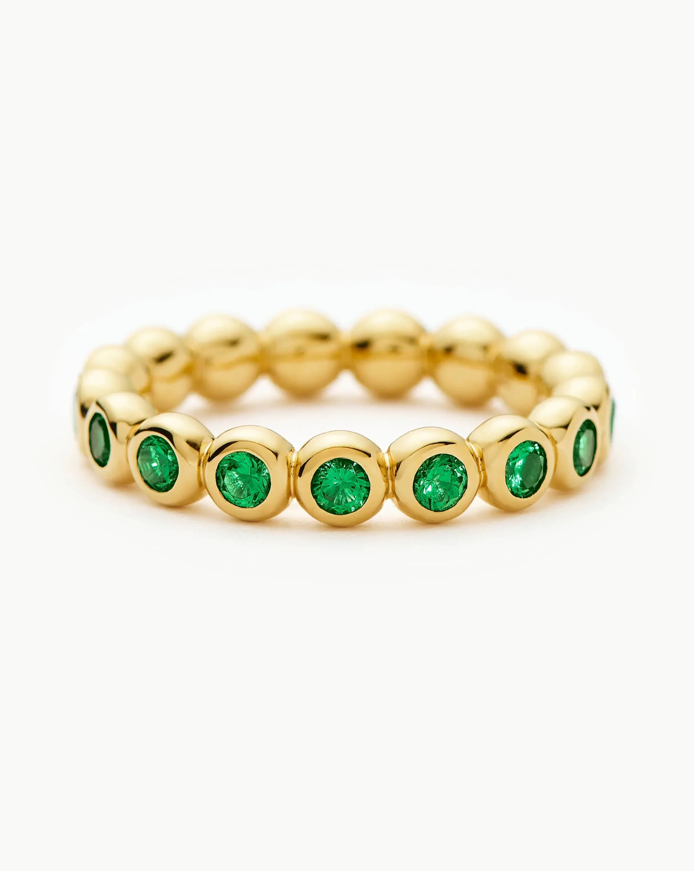 Tennis Eternity Stacking Ring | 18ct Gold Vermeil/Emerald Green Nano-crystal - Image 5
