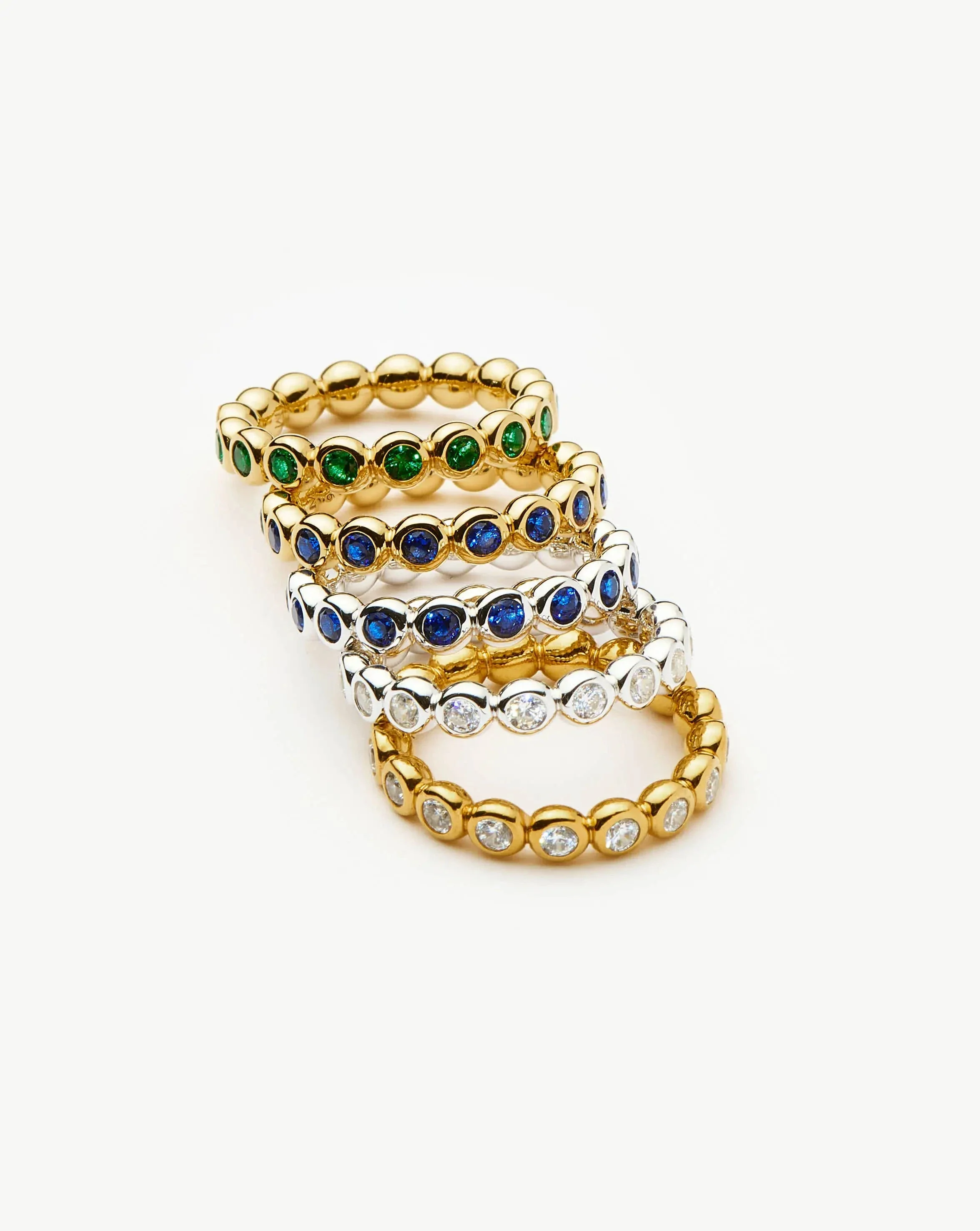 Tennis Eternity Stacking Ring | 18ct Gold Vermeil/Emerald Green Nano-crystal - Image 7