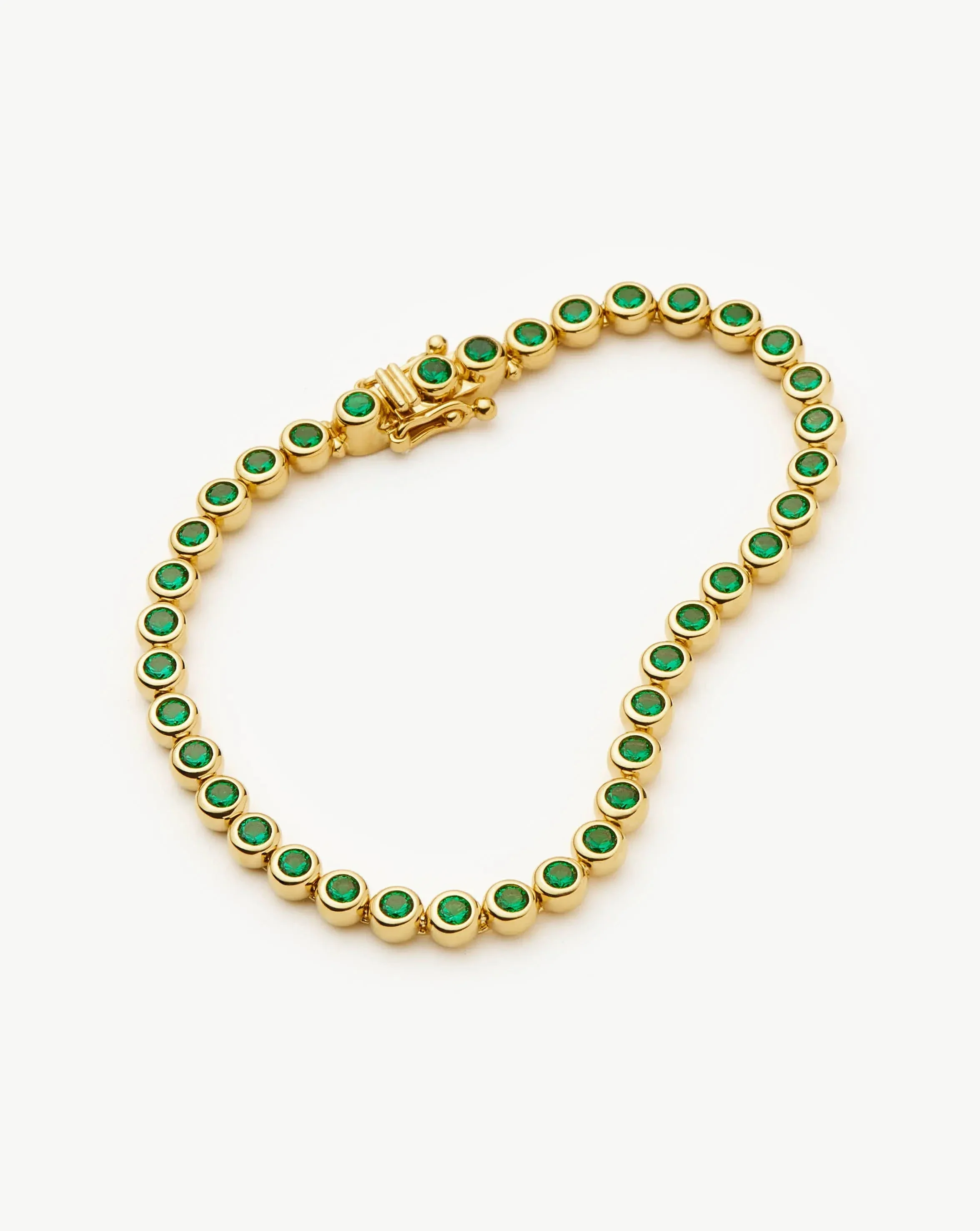 Tennis Round Bracelet | 18ct Gold Vermeil/Emerald Green Nano-crystal - Image 3