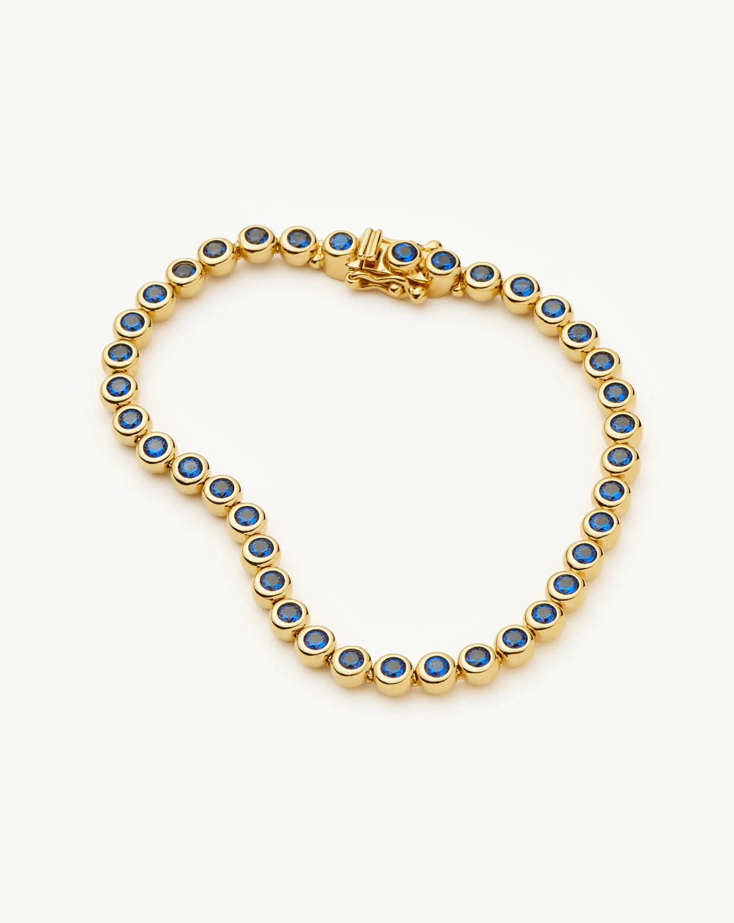 Tennis Round Bracelet | 18ct Gold Vermeil/Sapphire Blue Nano-crystal - Image 4