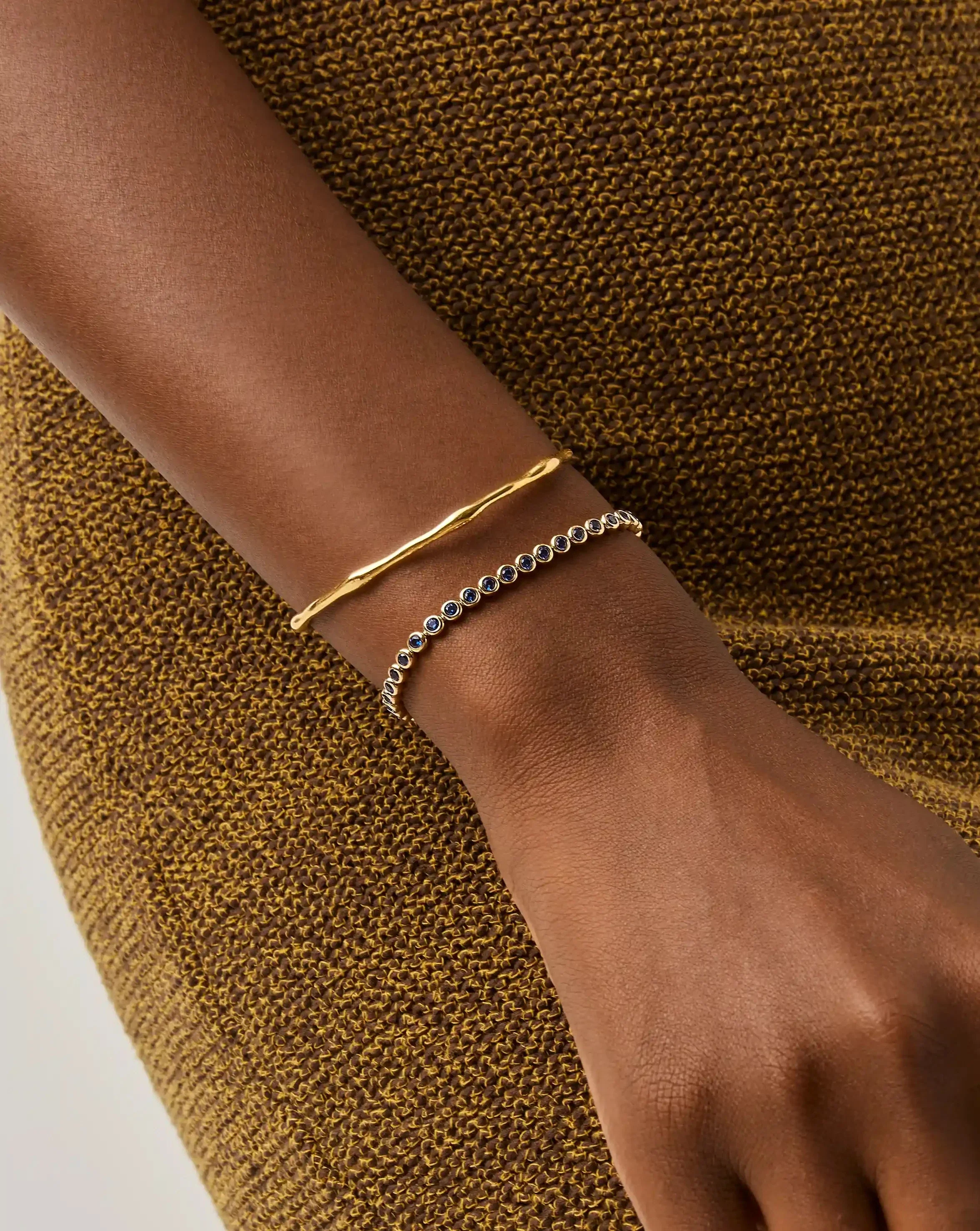 Tennis Round Bracelet | 18ct Gold Vermeil/Sapphire Blue Nano-crystal - Image 6