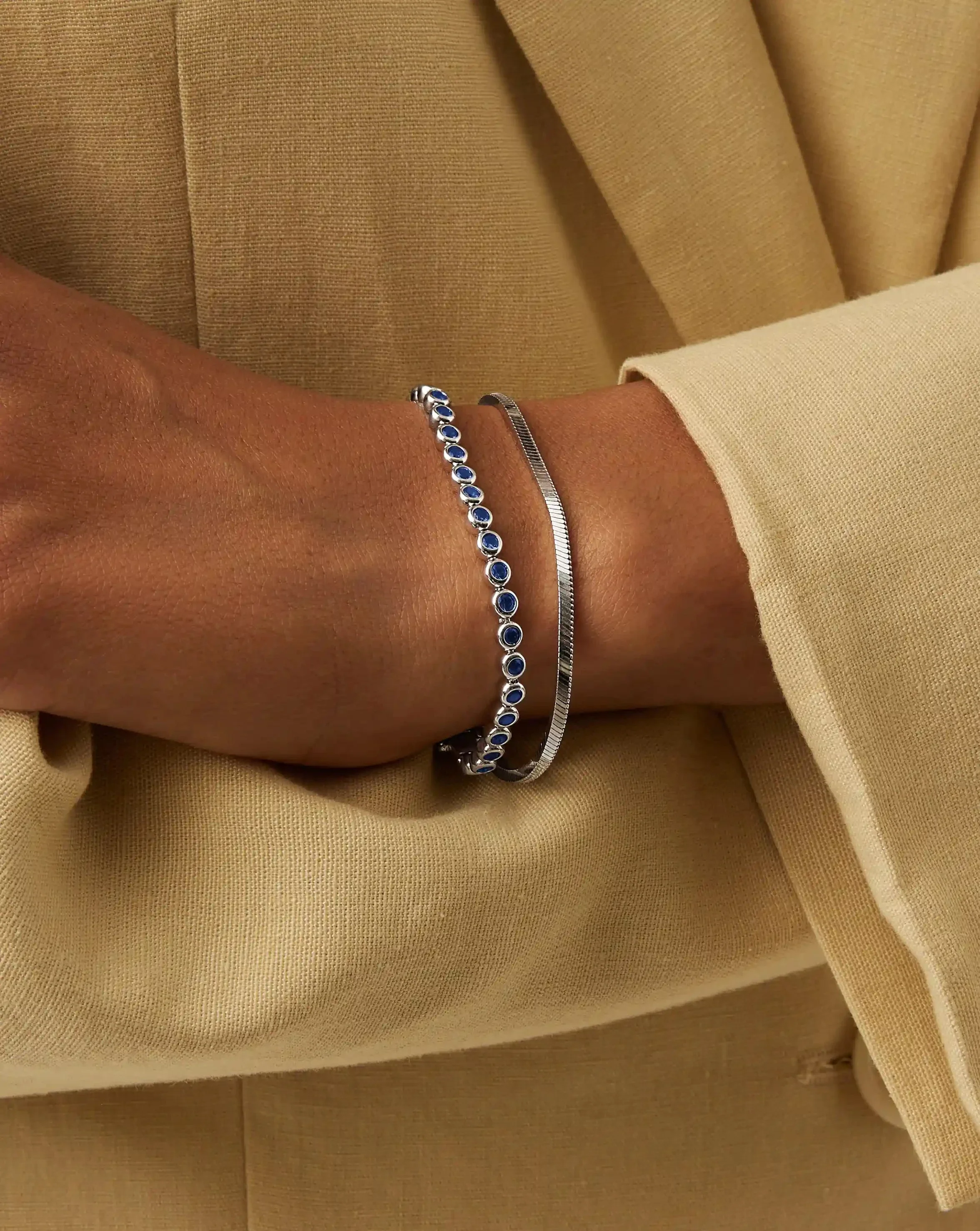 Tennis Round Bracelet | Sterling Silver/Sapphire Blue Nano-crystal - Image 5