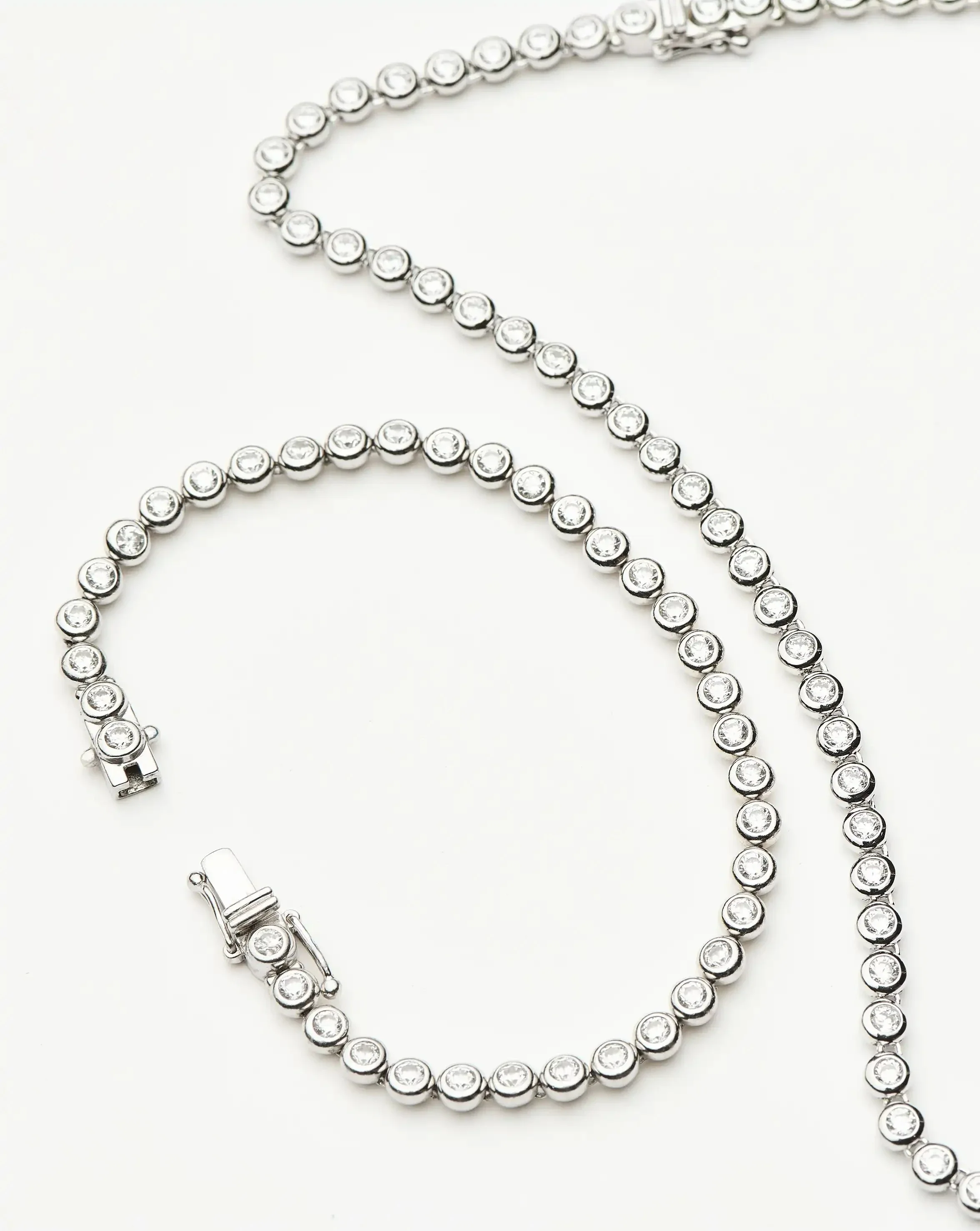 Tennis Round Necklace & Bracelet Set | Silver Plated/Sterling Silver/Cubic Zirconia - Image 4