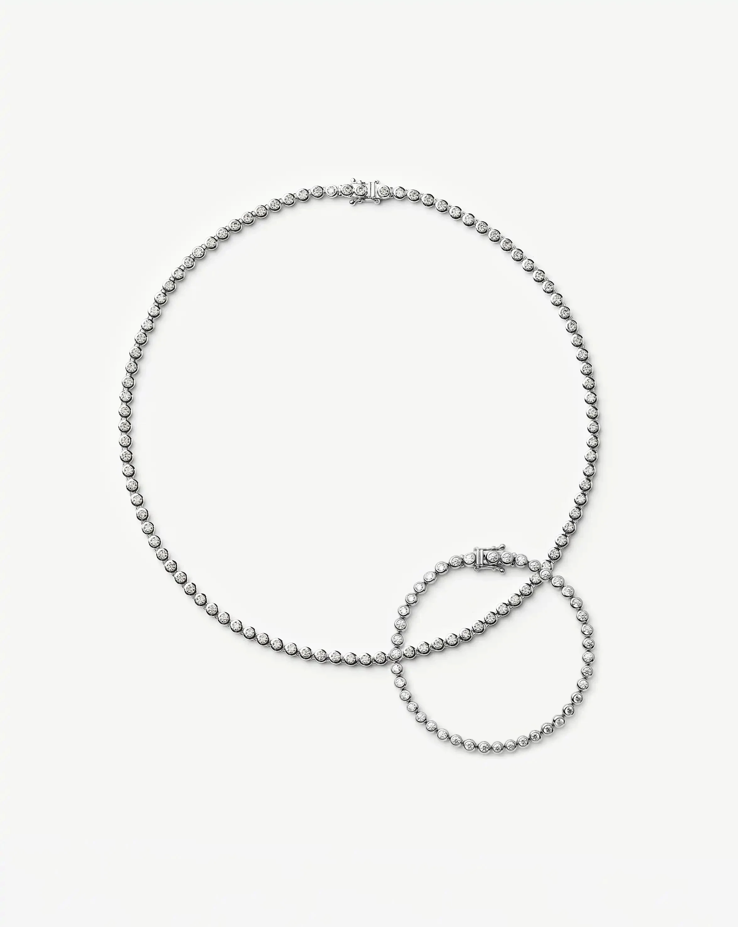 Tennis Round Necklace & Bracelet Set | Silver Plated/Sterling Silver/Cubic Zirconia - Image 5