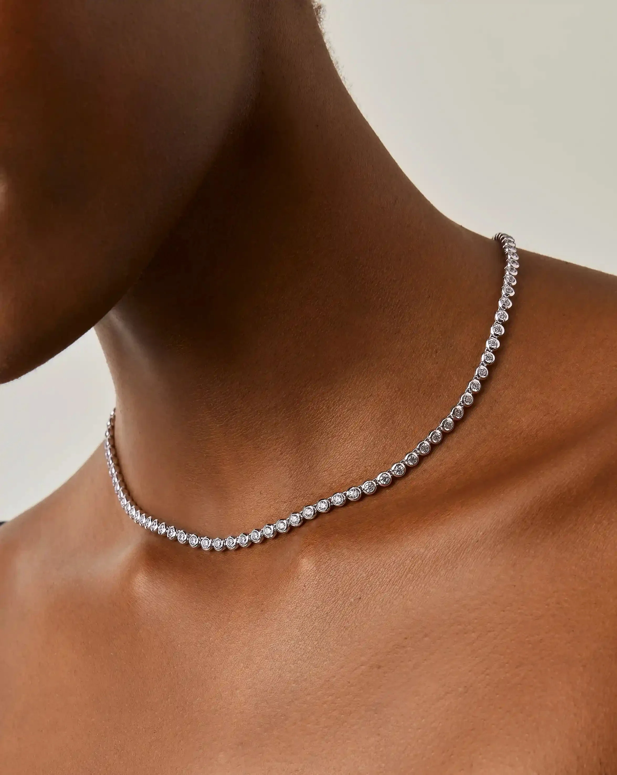 Tennis Round Necklace | Silver Plated/Cubic Zirconia - Image 3