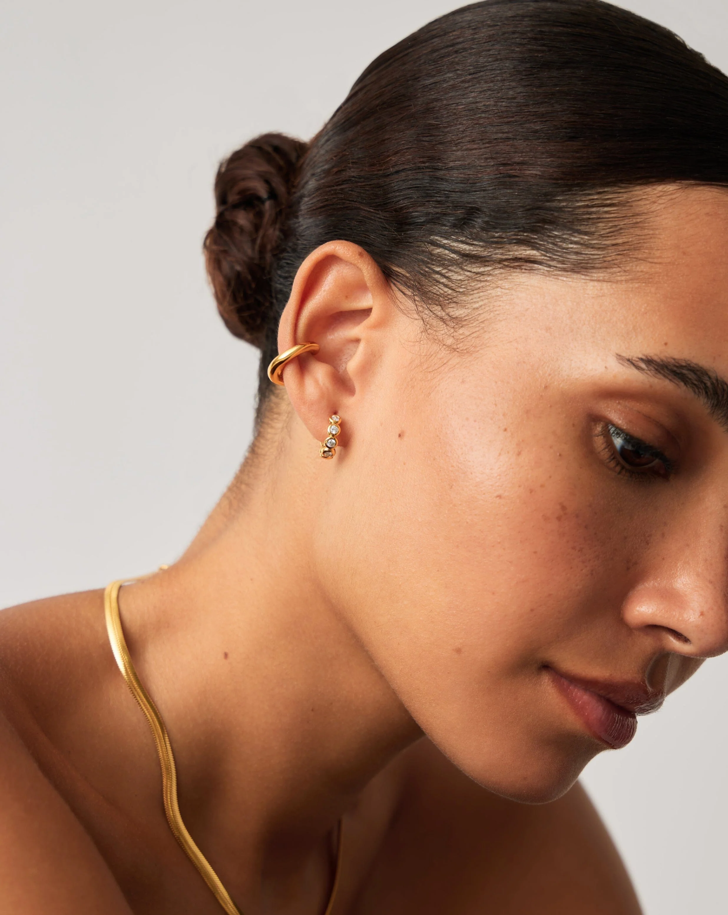Tennis Small Hoop Earrings | 18ct Gold Vermeil Cubic Zirconia - Image 3
