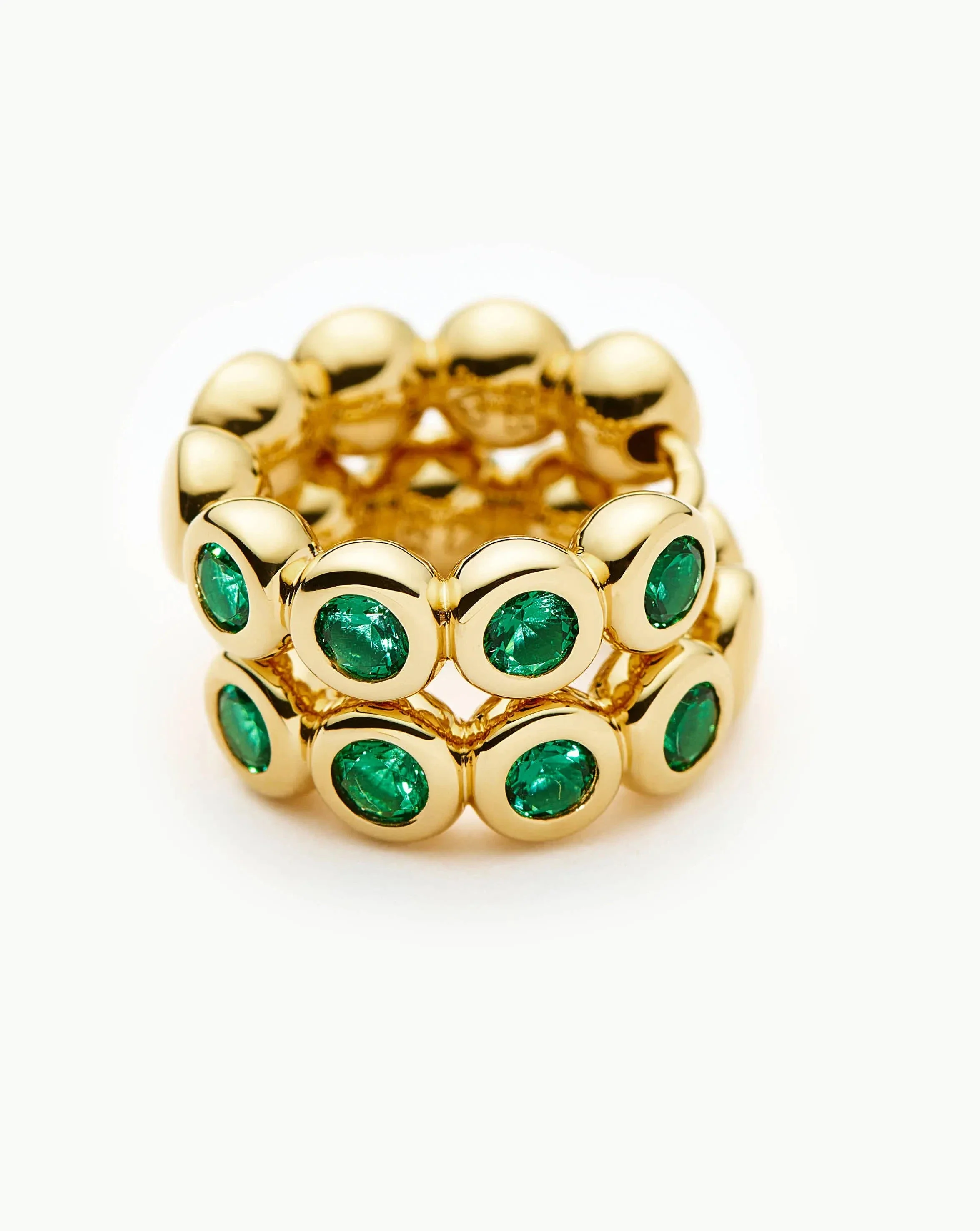 Tennis Small Hoop Earrings | 18ct Gold Vermeil/Emerald Green Nano-crystal - Image 5