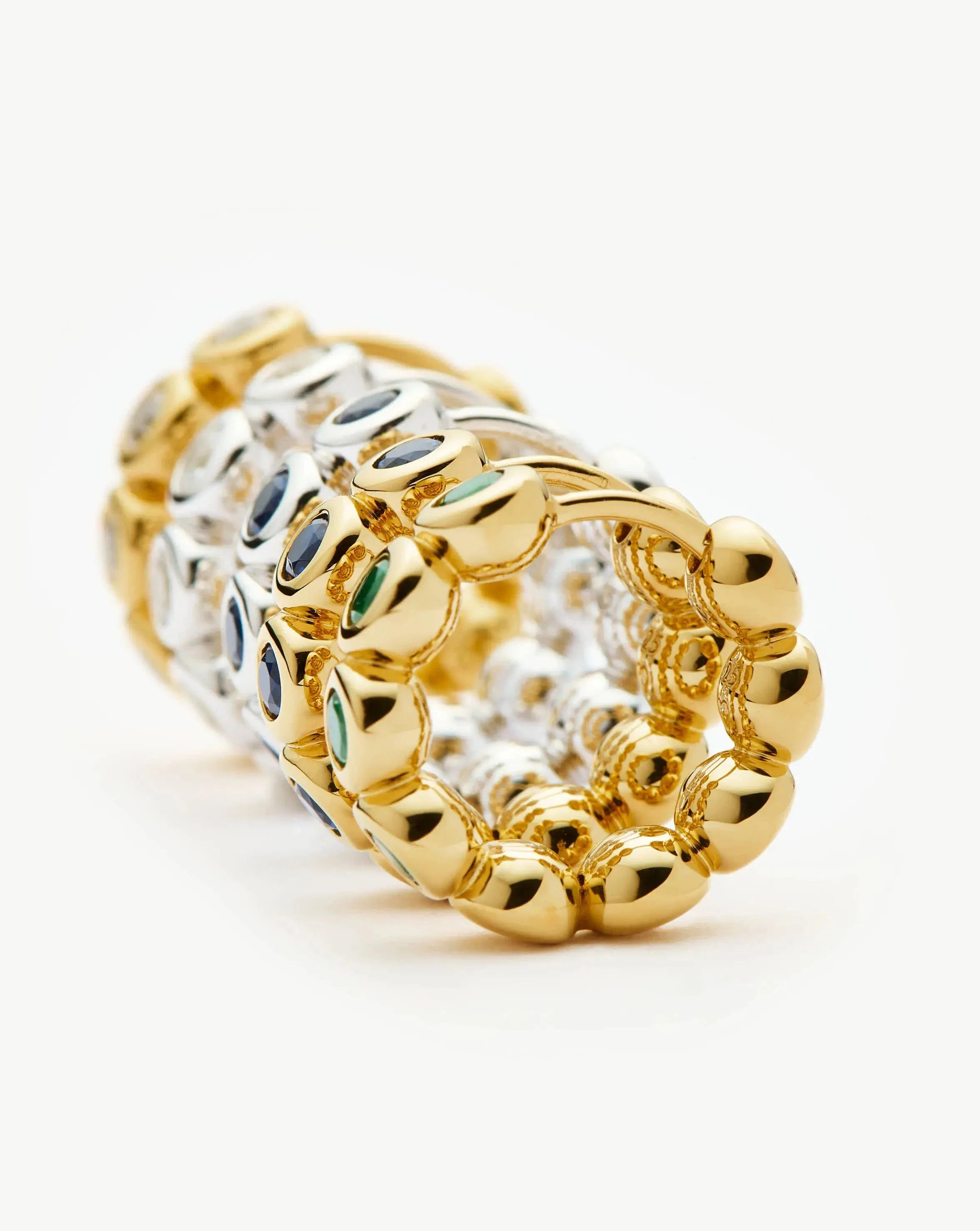 Tennis Small Hoop Earrings | 18ct Gold Vermeil/Emerald Green Nano-crystal - Image 8