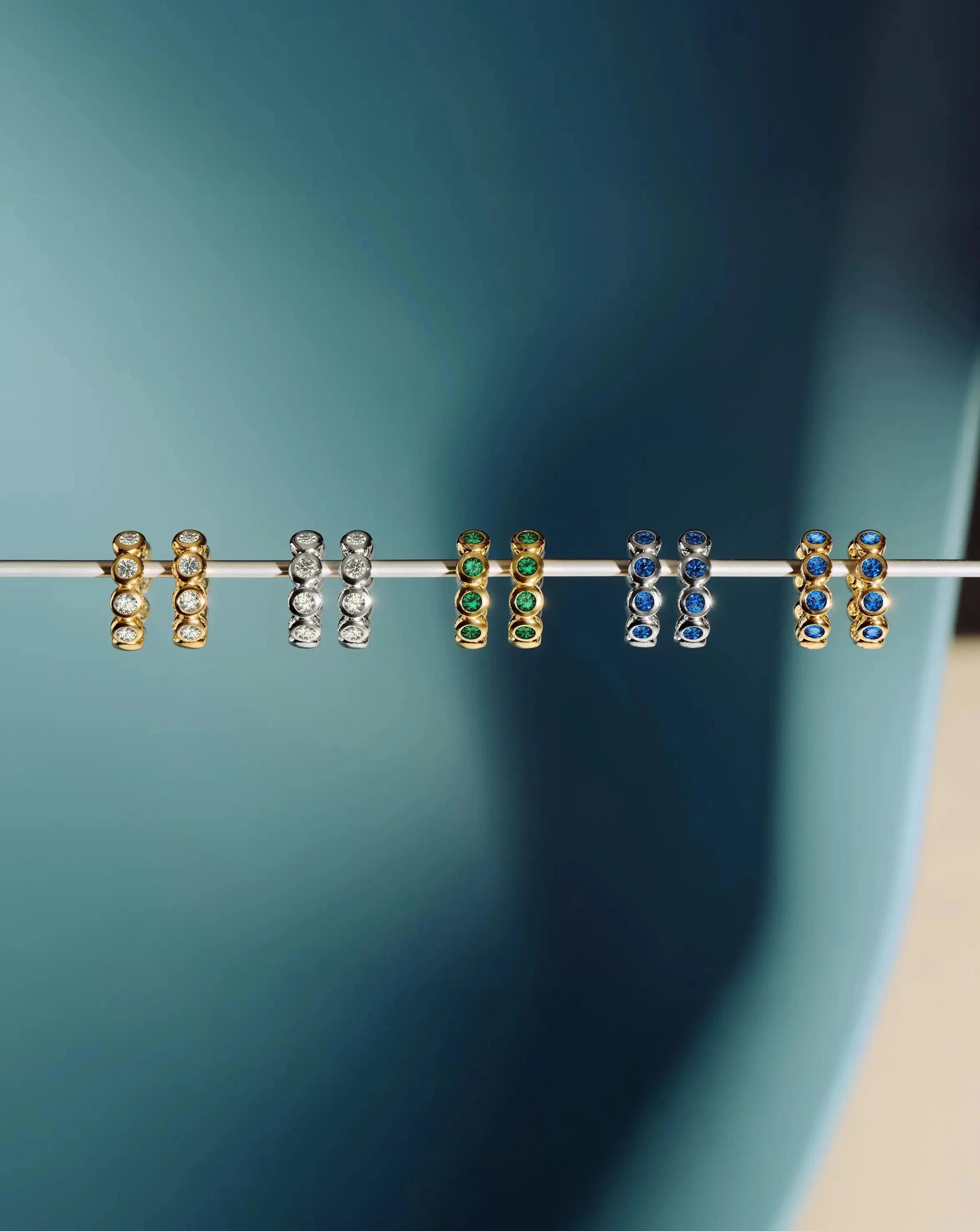 Tennis Small Hoop Earrings | 18ct Gold Vermeil/Sapphire Blue Nano-crystal - Image 6