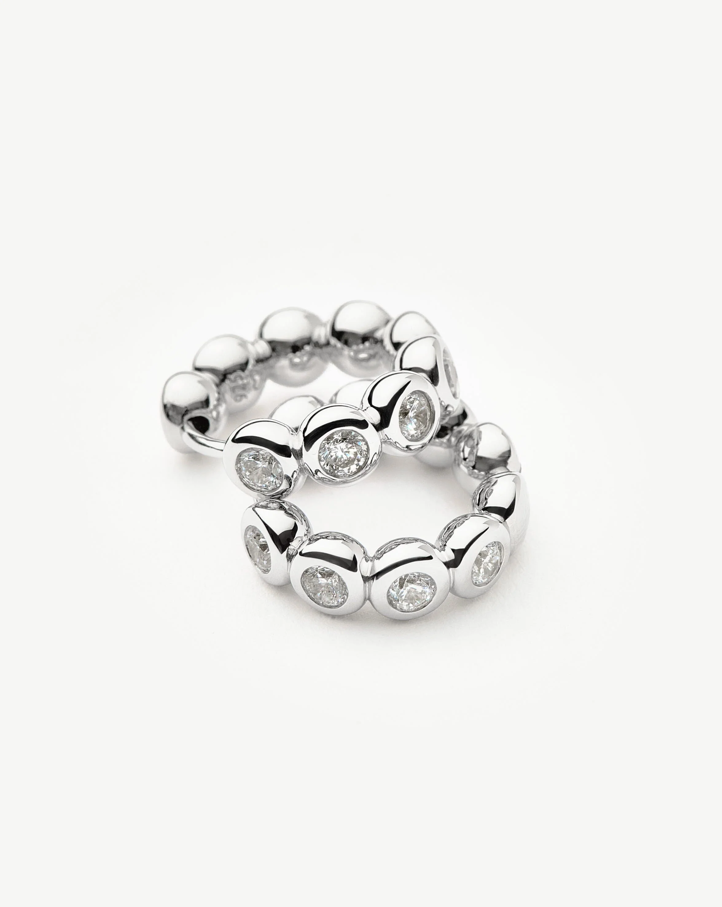 Tennis Small Hoop Earrings| Sterling Silver Cubic Zirconia - Image 5