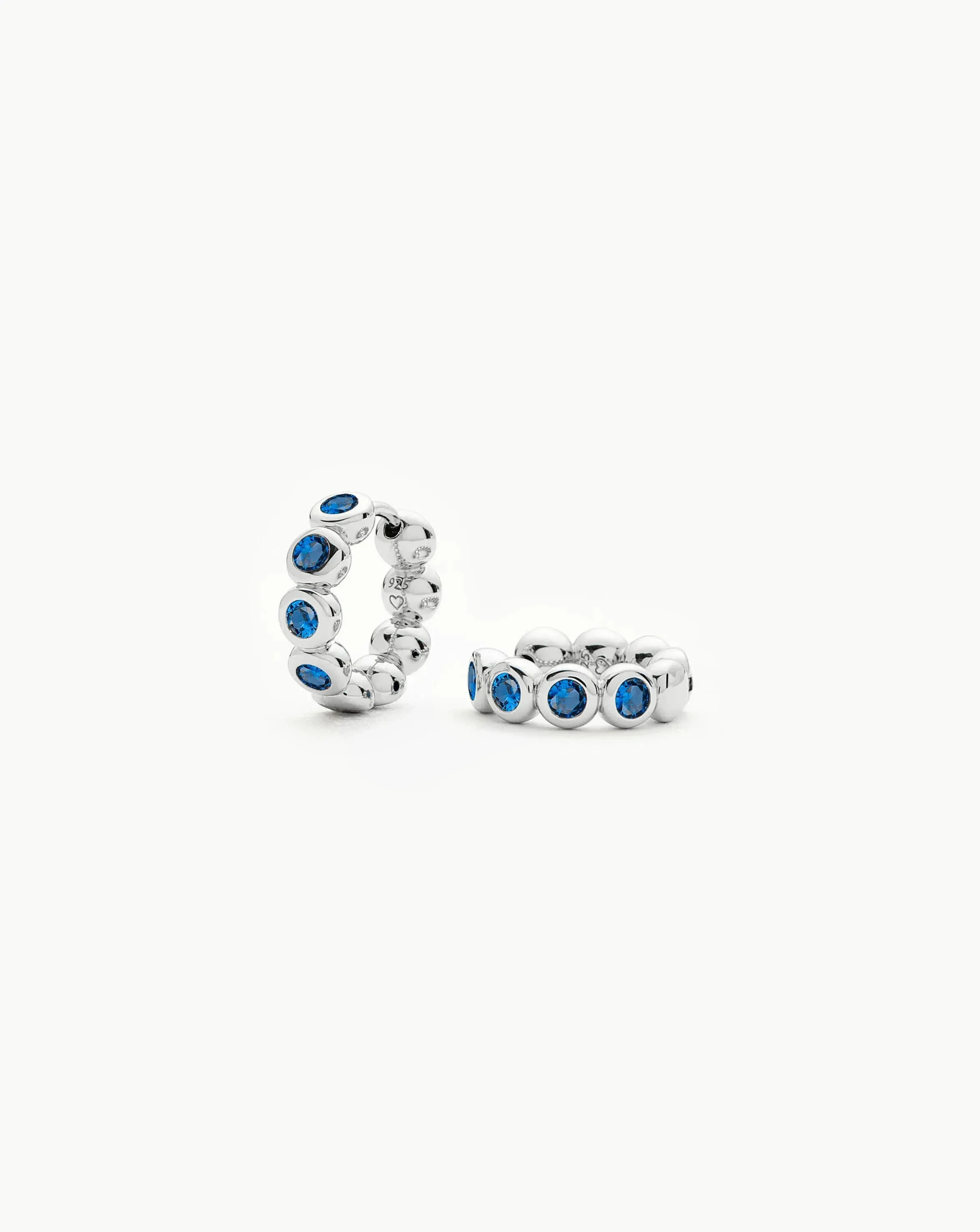 Tennis Small Hoop Earrings | Sterling Silver/Sapphire Blue Nano-crystal - Image 4