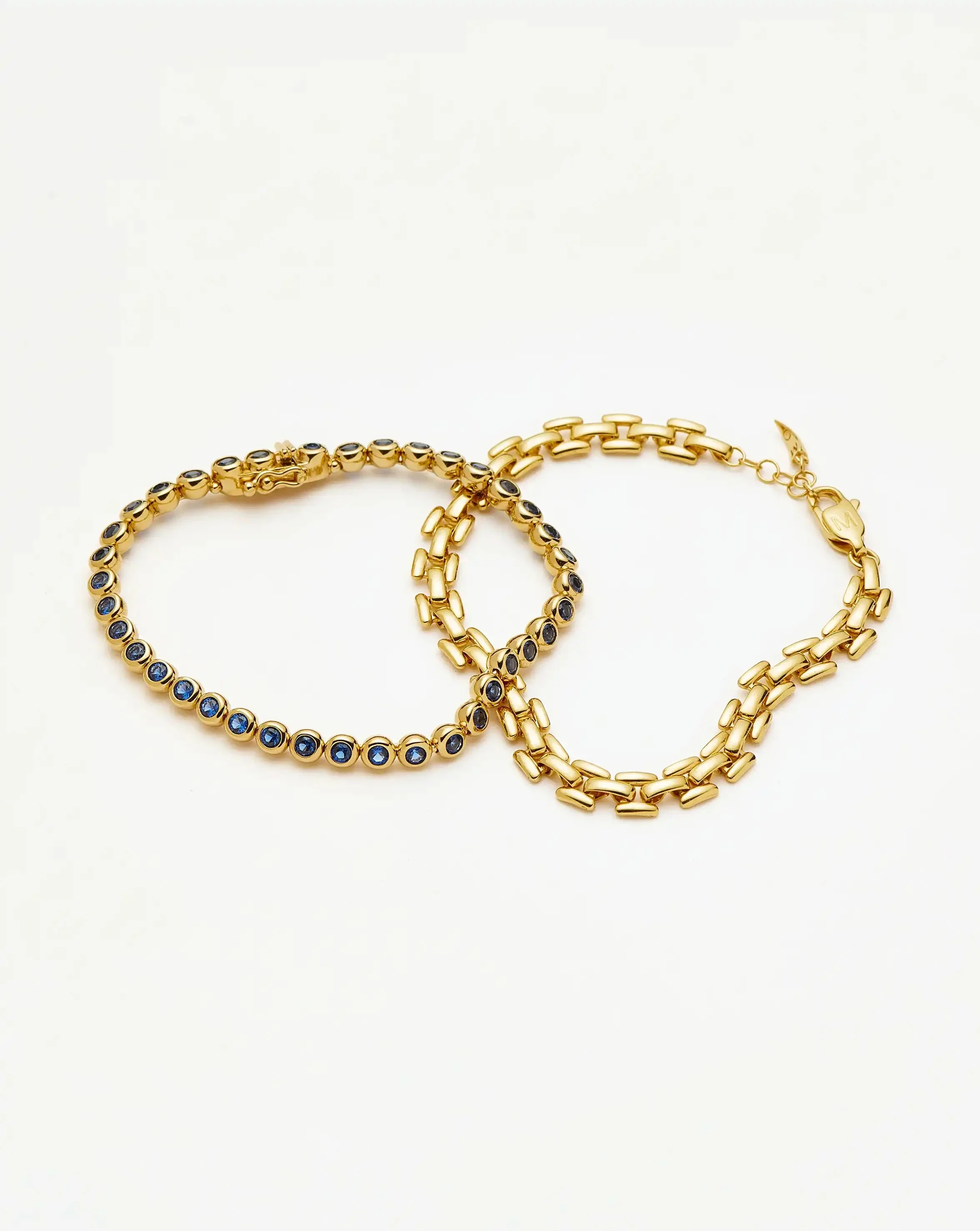 Tennis & Timepiece Bracelet Set | 18ct Gold Plated/18ct Gold Vermeil/Sapphire Blue Nano-crystal - Image 4