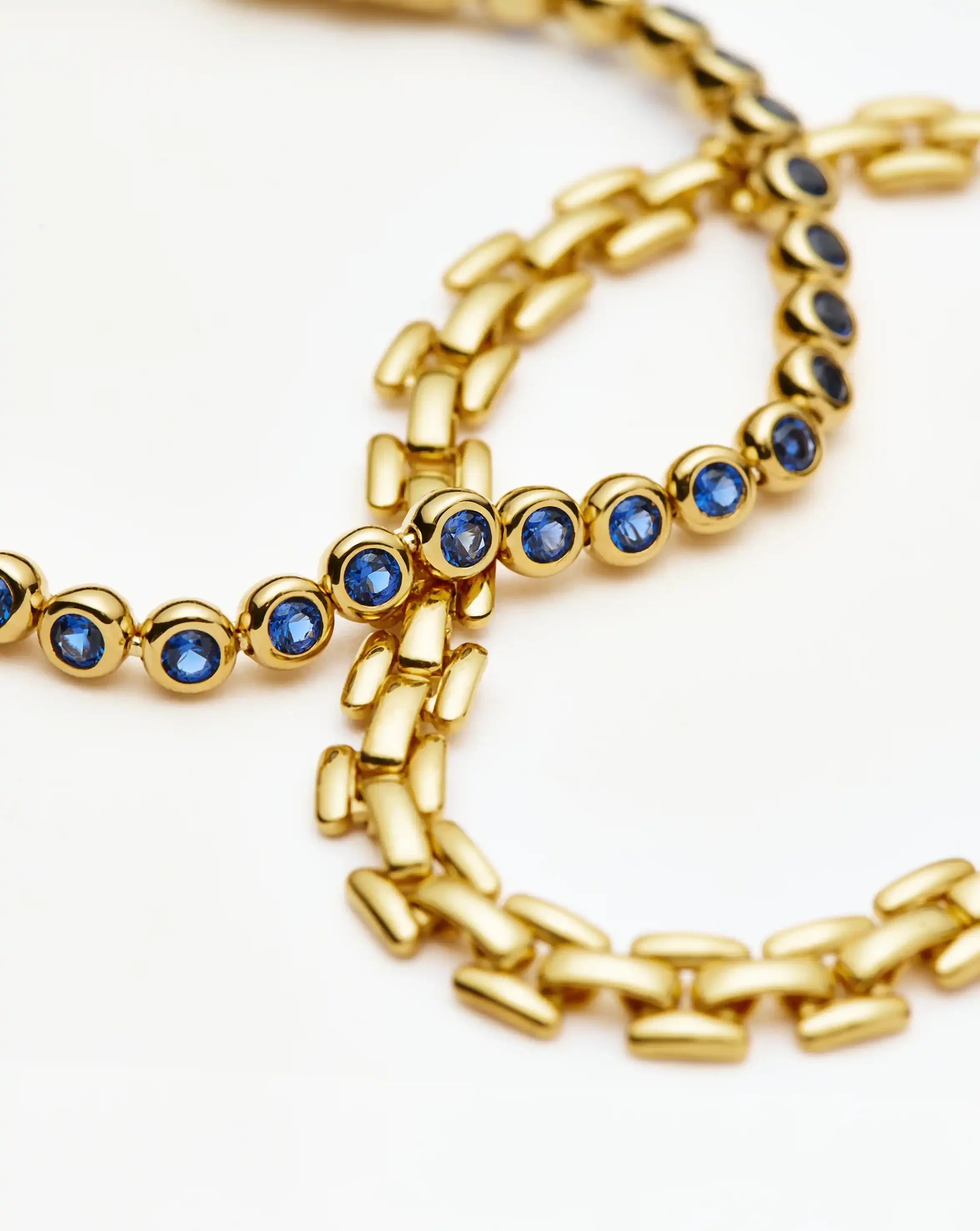 Tennis & Timepiece Bracelet Set | 18ct Gold Plated/18ct Gold Vermeil/Sapphire Blue Nano-crystal - Image 5