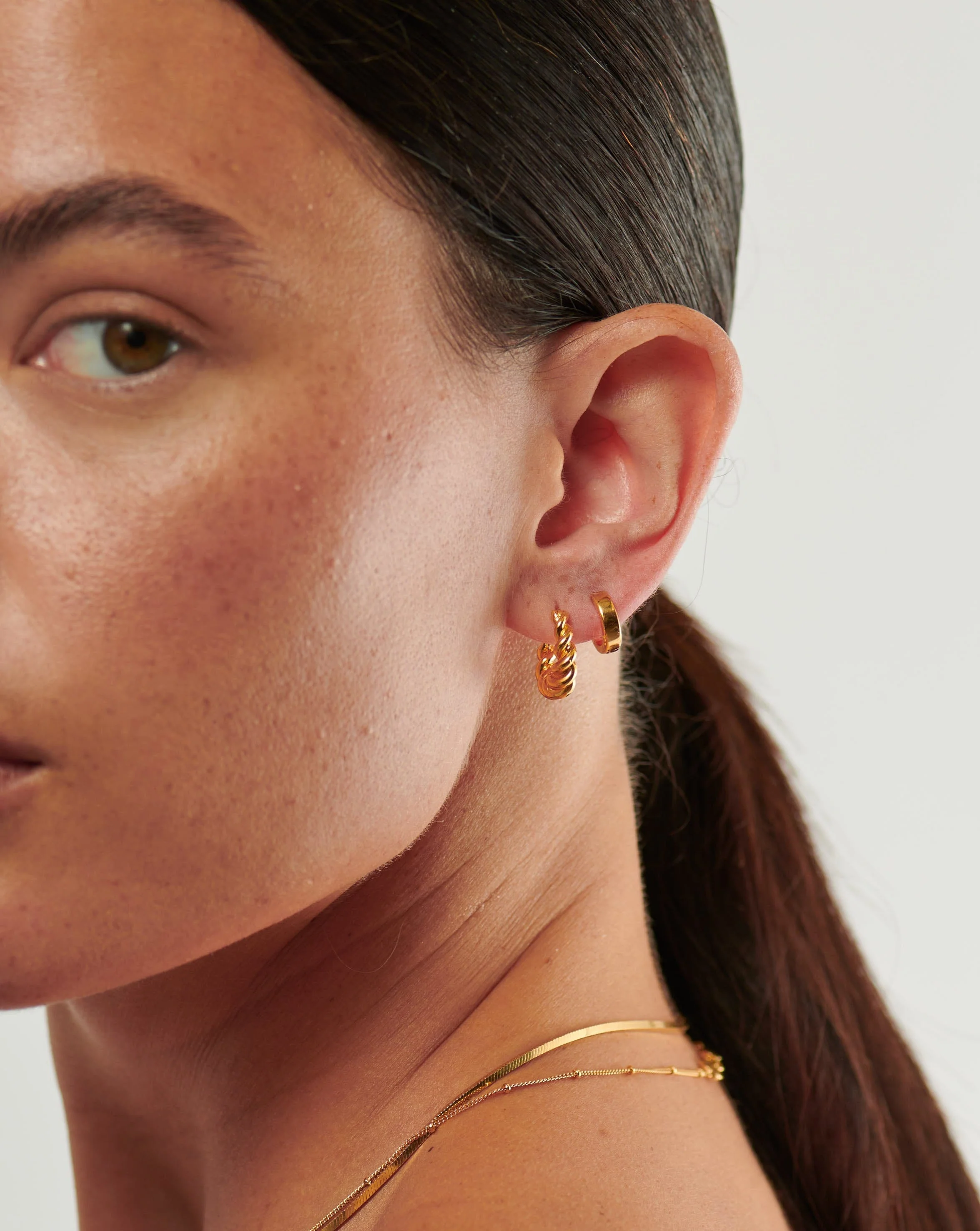 Twisted & Chubby Huggies Earring Set | 18ct Gold Vermeil - Image 3