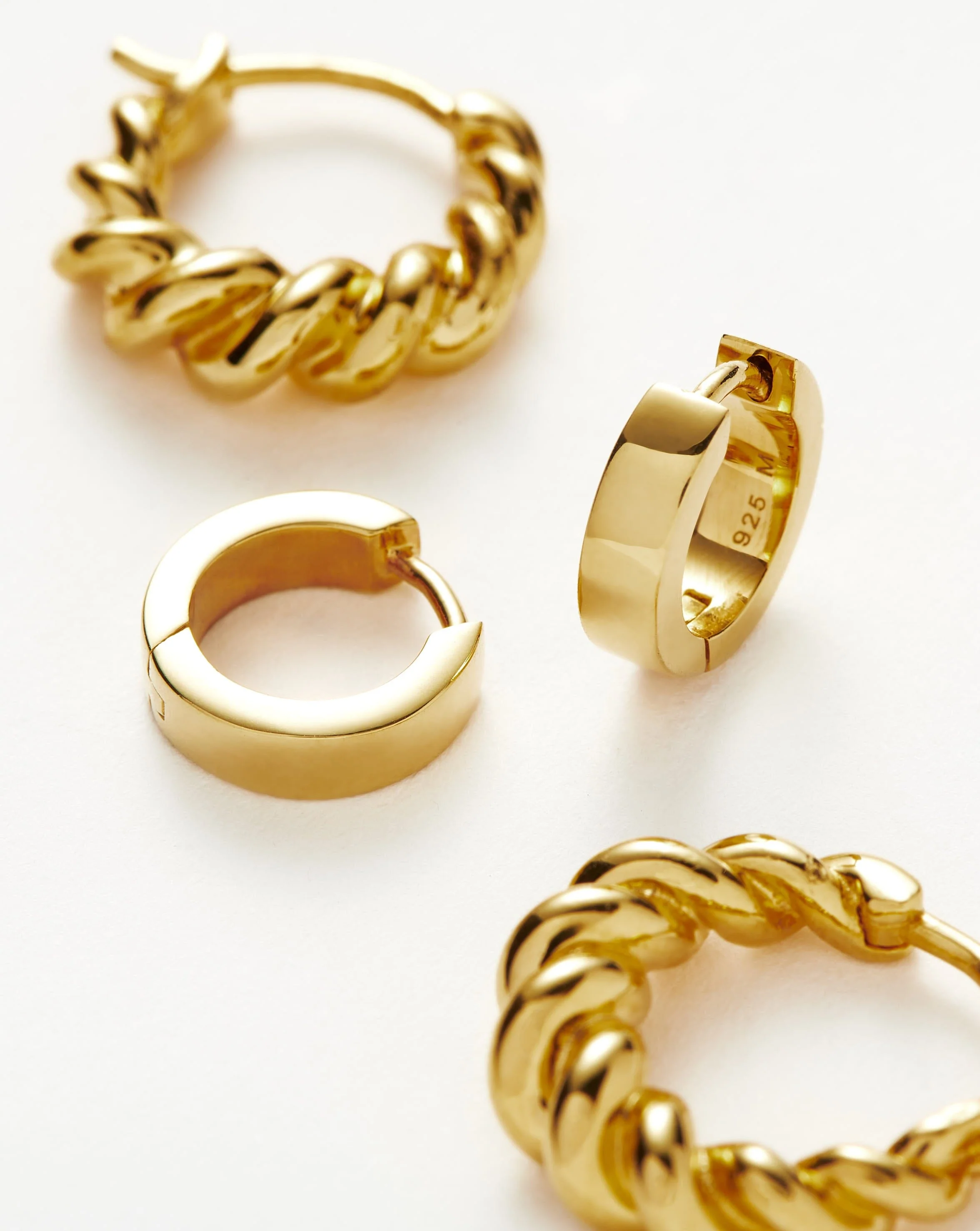 Twisted & Chubby Huggies Earring Set | 18ct Gold Vermeil - Image 4
