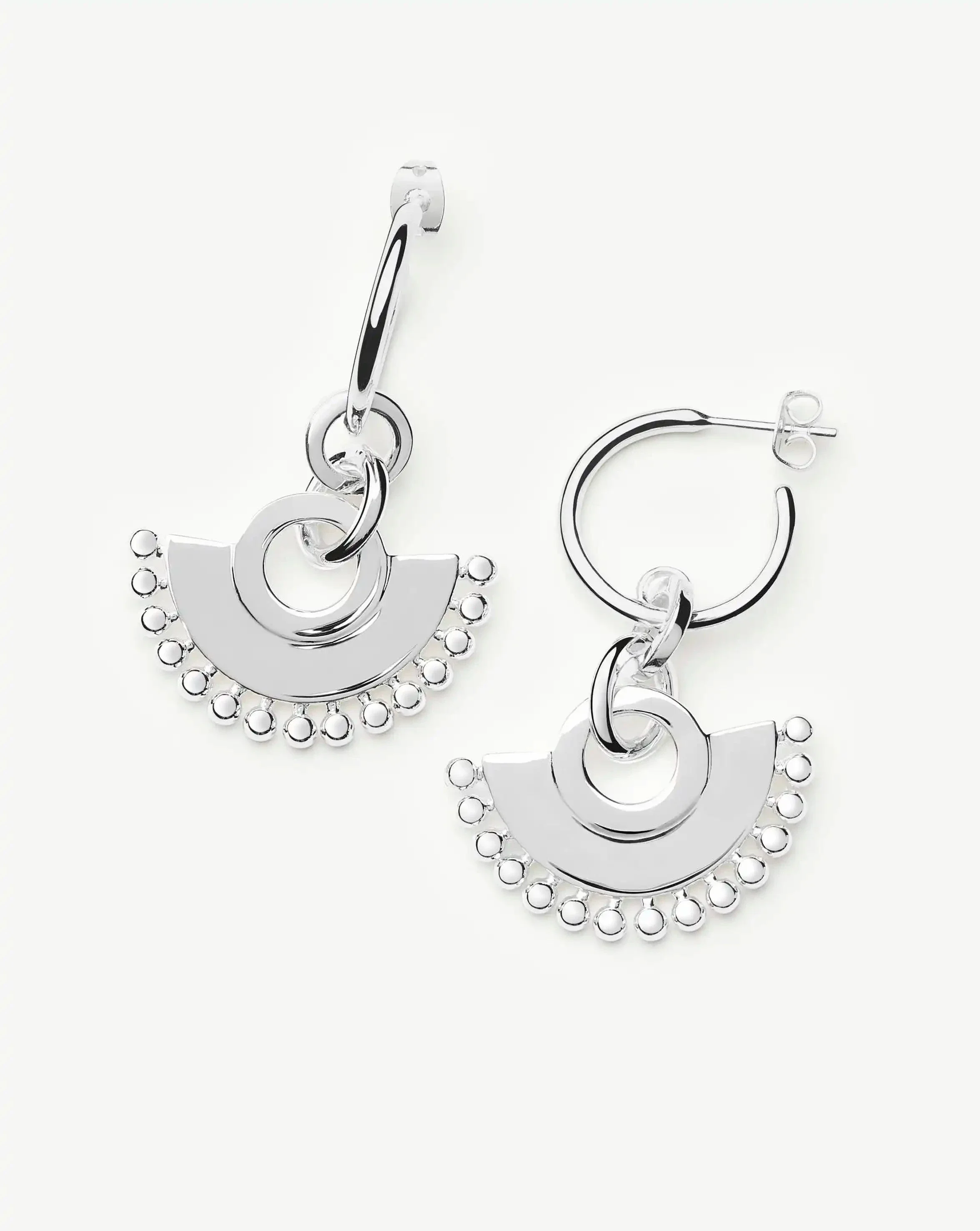 Zenyu Fan Chandelier Hoop Earrings | Silver Plated