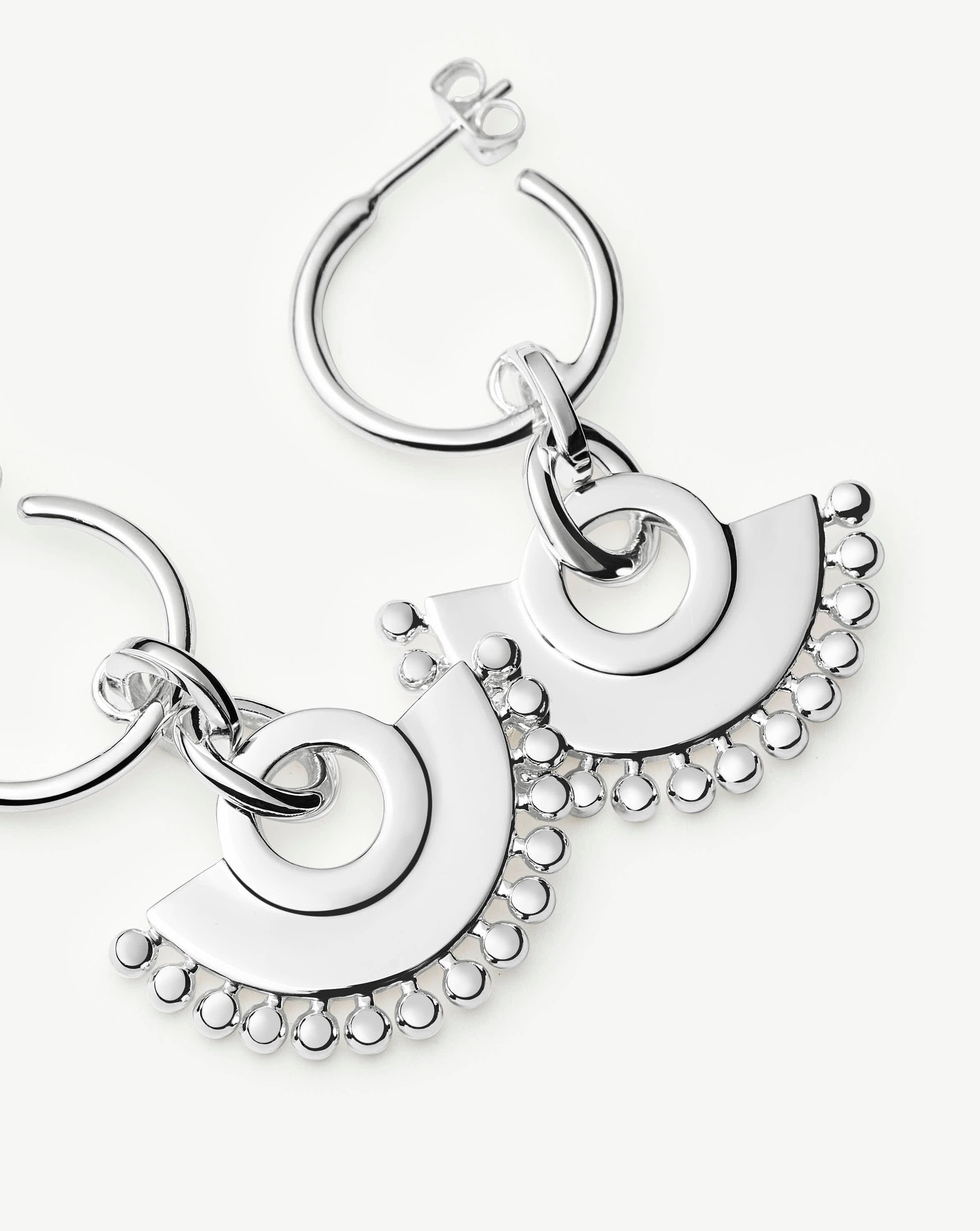 Zenyu Fan Chandelier Hoop Earrings | Silver Plated - Image 4