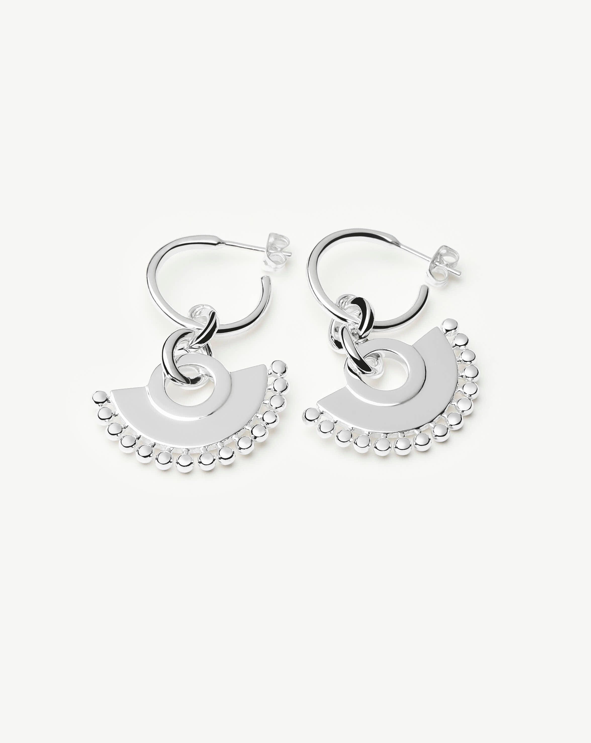 Zenyu Fan Chandelier Hoop Earrings | Silver Plated - Image 5
